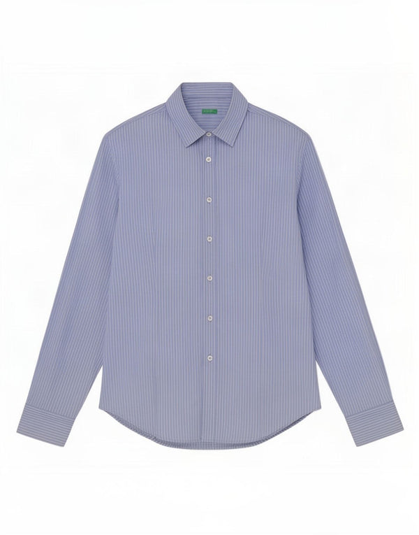 Camicia Benetton Uomo Cotone Riga Grande Blu