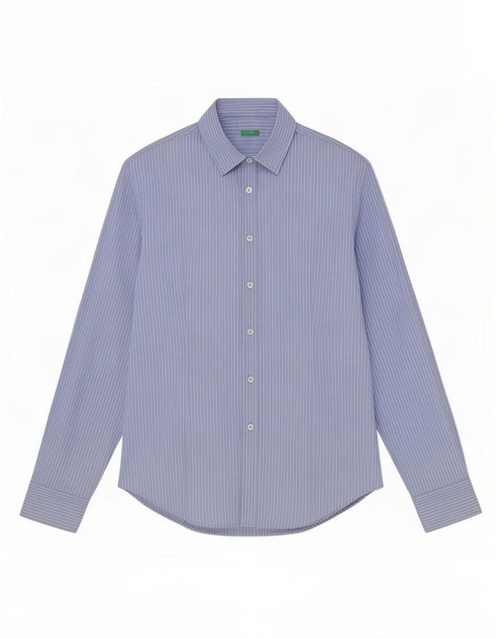 Camicia Benetton Uomo Cotone Riga Grande Blu