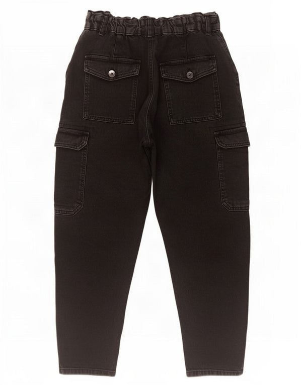 Jeans larghi cargo da donna Zara a vita alta EU 38 piccoli W28 L26 cotone nero