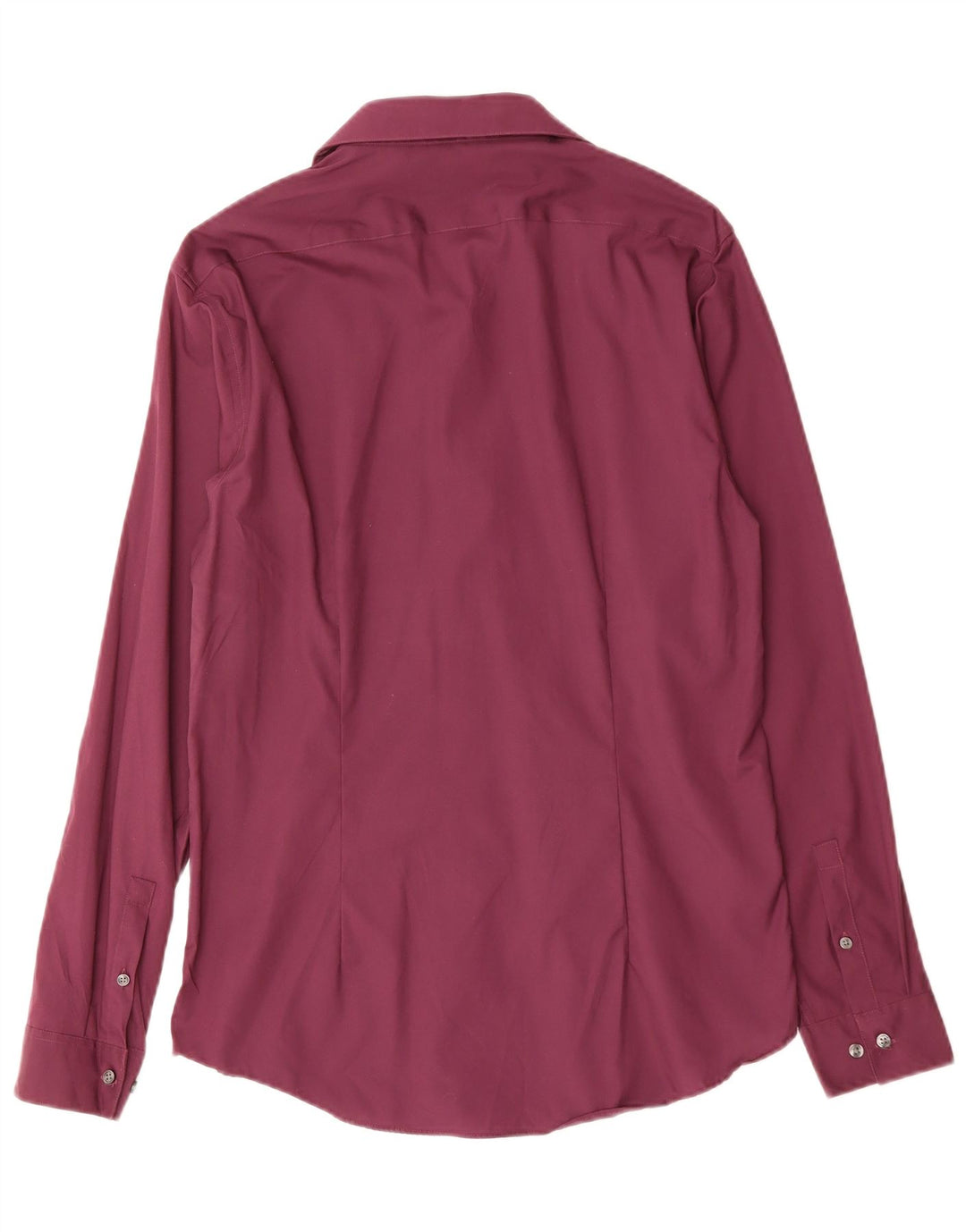 CALVIN KLEIN Camicia aderente da uomo taglia 39 15 1/2 cotone bordeaux medio