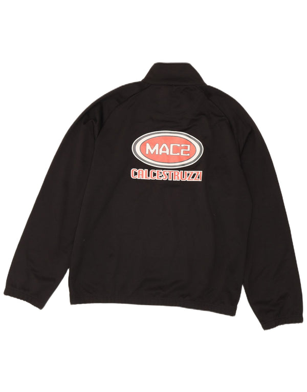 Felpa Kappa da uomo con grafica con zip e collo, maglione grande, nero, in poliestere
