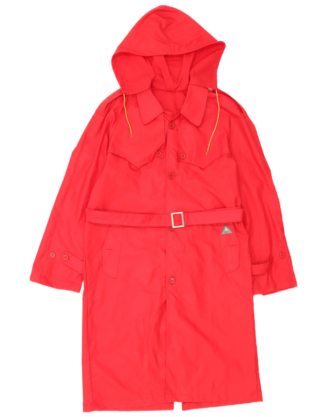 Trench con cappuccio da donna Fiorucci UK 14 nylon rosso medio