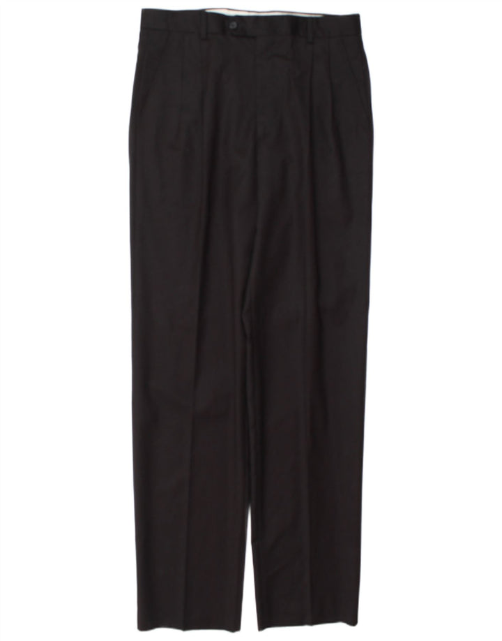 Pantaloni da abito vintage da uomo con pedge IT 48 medio W32 L34 lana nera