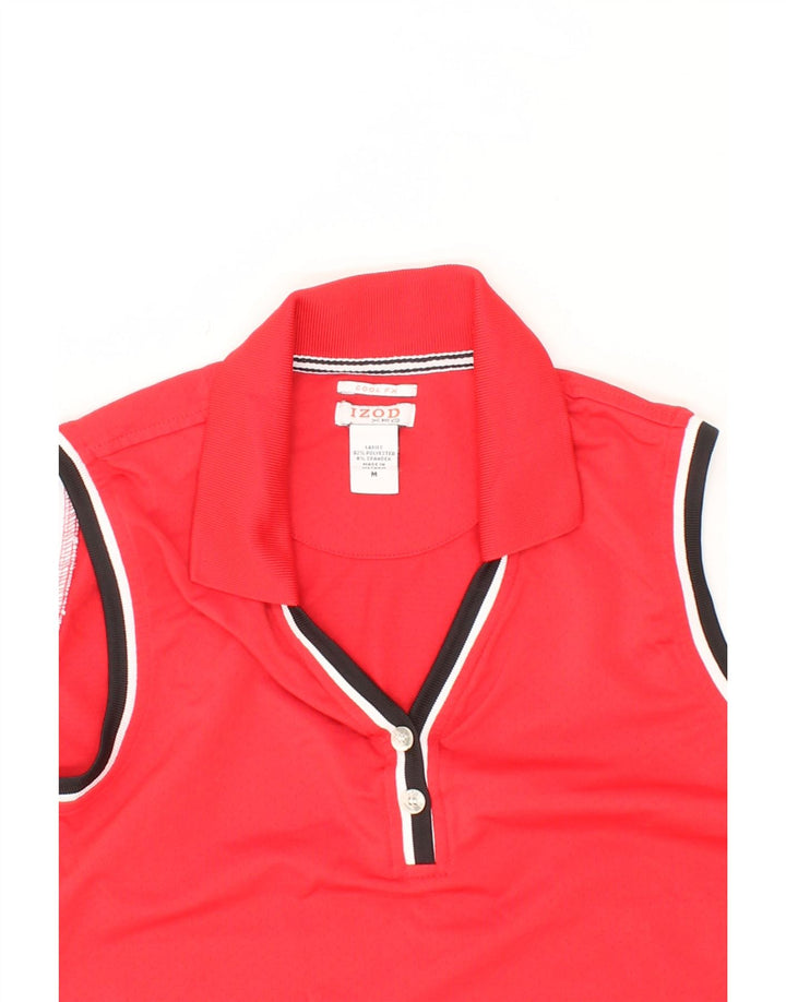 IZOD Womens Sleeveless Polo Shirt UK 12 Medium Red Polyester Vintage Izod and Second-Hand Izod from Messina Hembry 