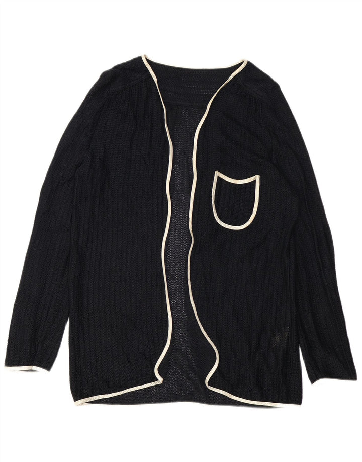 Maglione cardigan aperto da donna vintage EU 40 viscosa nera media