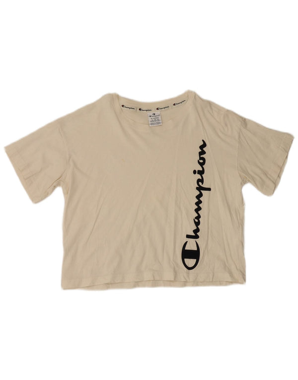 T-shirt grafica corta da donna Champion UK 18 XL cotone bianco