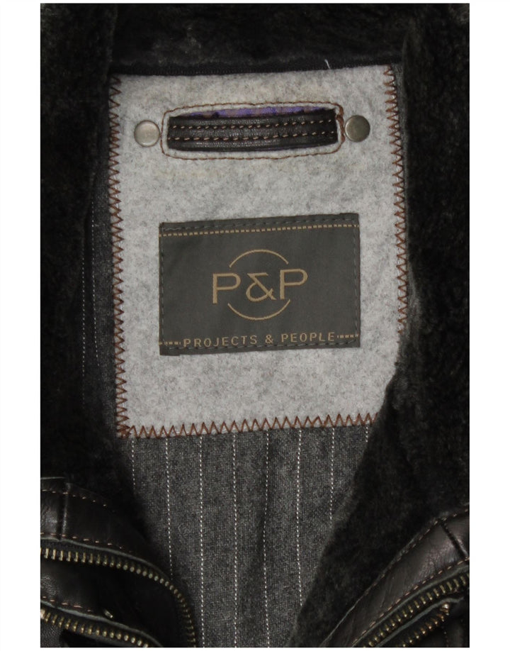 Giacca in pelle da uomo P&P People IT 48 Pelle nera media
