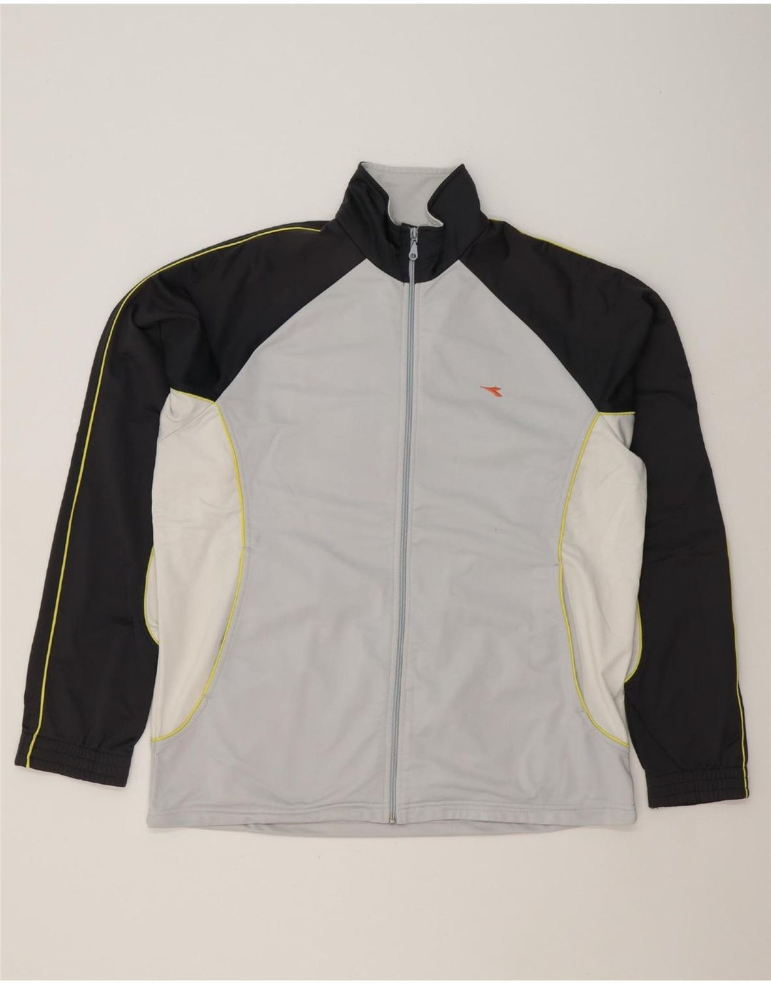 DIADORA Mens Tracksuit Top Jacket 2XL Grey Colourblock Polyester Vintage Diadora and Second-Hand Diadora from Messina Hembry 