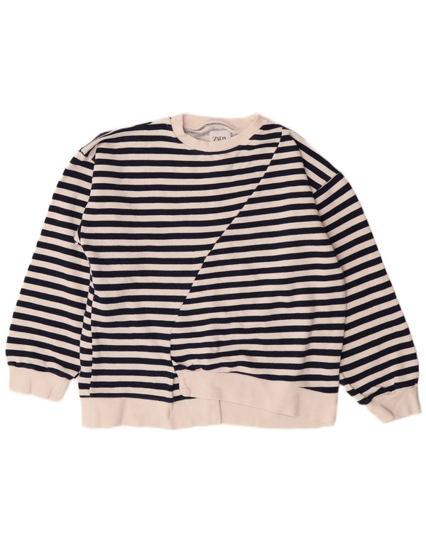 Felpa Zara per Ragazze 11-12 Anni in Cotone a Righe Blu Navy