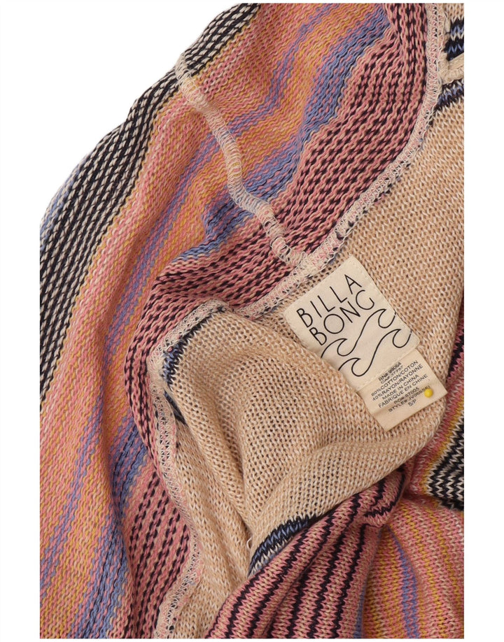 Maglione cardigan aperto da donna Billabong UK 10 piccolo a righe multicolore