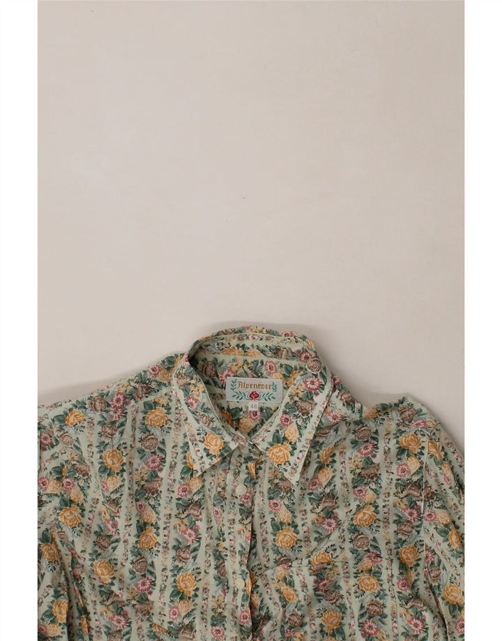 VINTAGE Womens Shirt EU 42 XL Green Floral Vintage Vintage and Second-Hand Vintage from Messina Hembry 