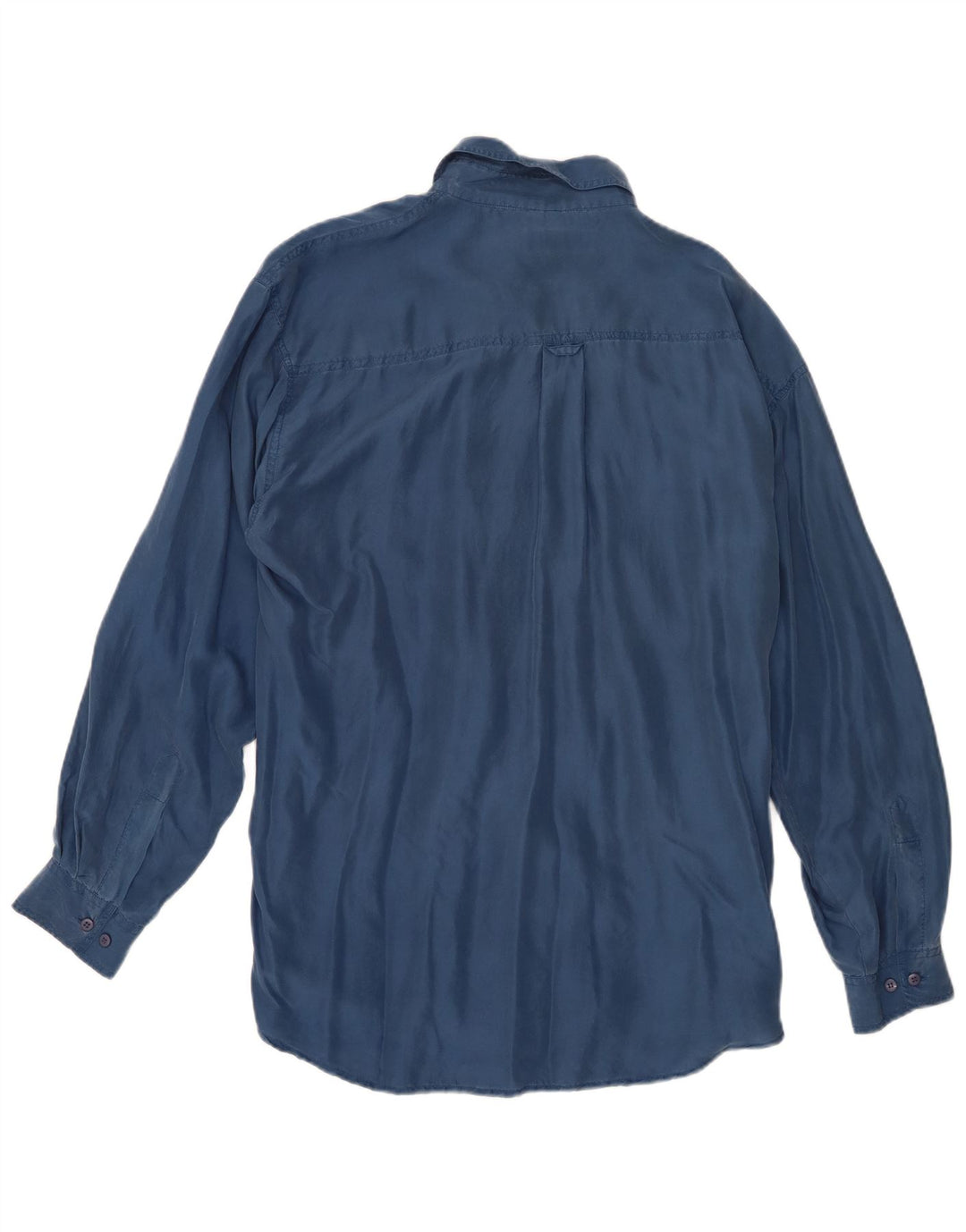 Camicia vintage da uomo grande in seta blu