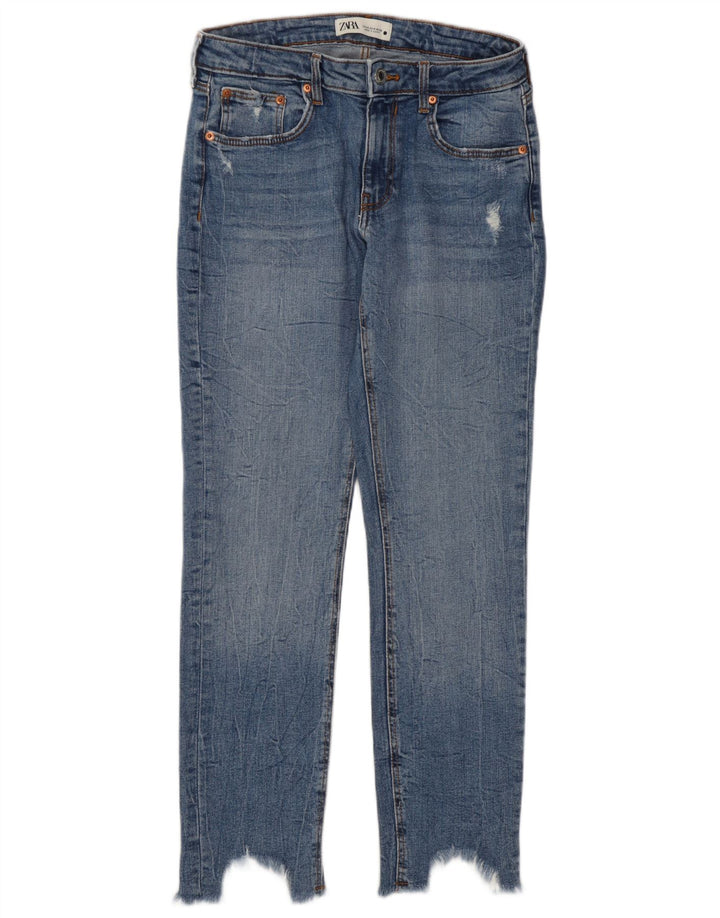 Jeans corti effetto invecchiato Zara da donna EU 40 medio W30 L27 blu