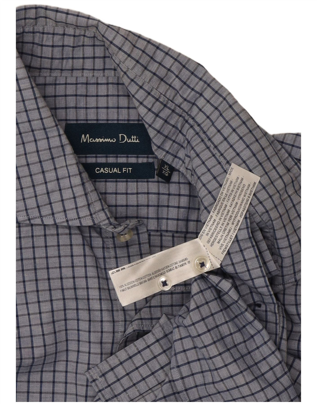 Camicia casual da uomo Massimo Dutti XL in cotone a quadri blu