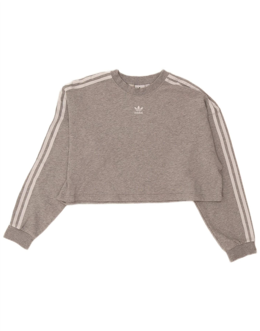 Felpa oversize corta Adidas da donna, maglione UK 8, piccolo cotone grigio