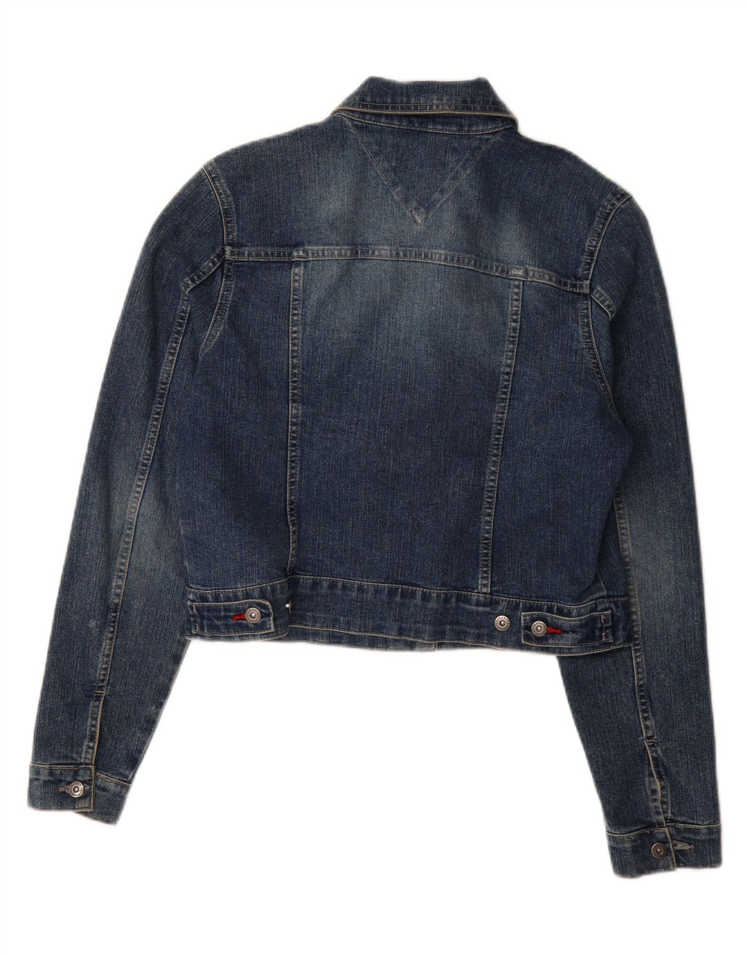 TOMMY HILFIGER Womens Crop Denim Jacket UK 14 Large Blue Cotton Vintage Tommy Hilfiger and Second-Hand Tommy Hilfiger from Messina Hembry 