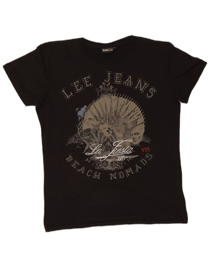 T-shirt grafica da uomo Lee Top grande in cotone nero