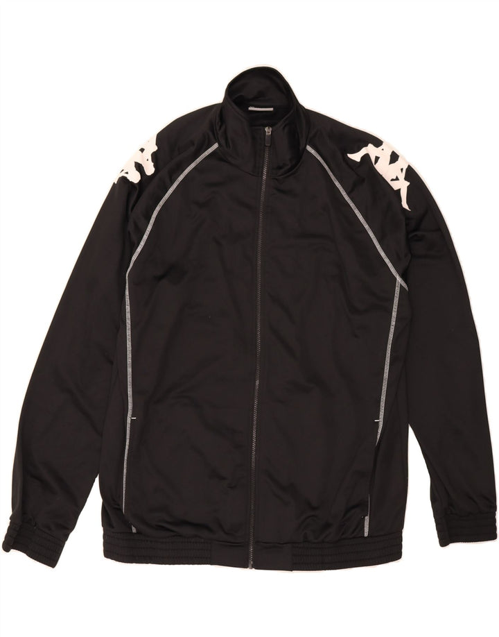 KAPPA Mens Graphic Tracksuit Top Jacket 2XL Black Vintage Kappa and Second-Hand Kappa from Messina Hembry 
