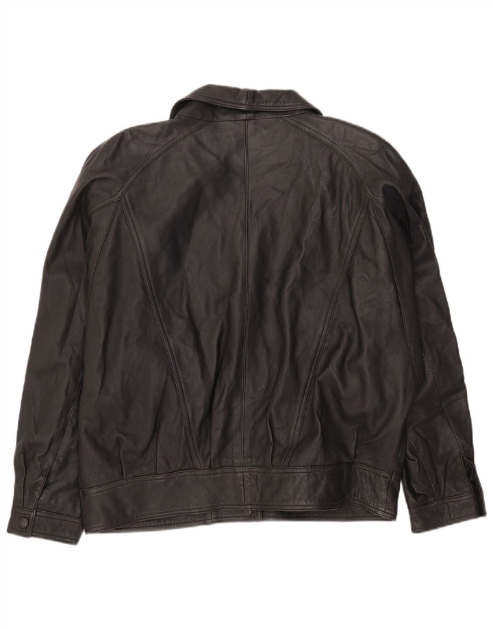 Giacca in pelle vintage da donna UK 16 grande nera