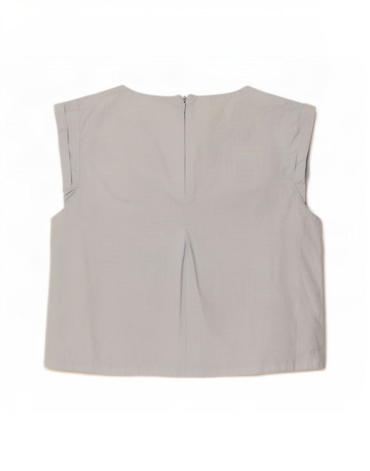 Top corto da donna Zara in camicetta UK 12 in cotone blu medio