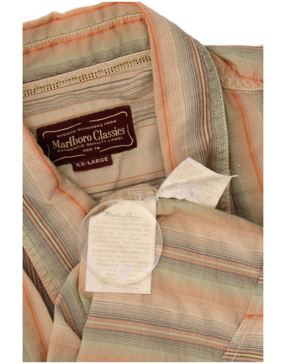 MARLBORO CLASSICS Camicia a maniche corte da uomo 2XL Cotone a righe multicolore