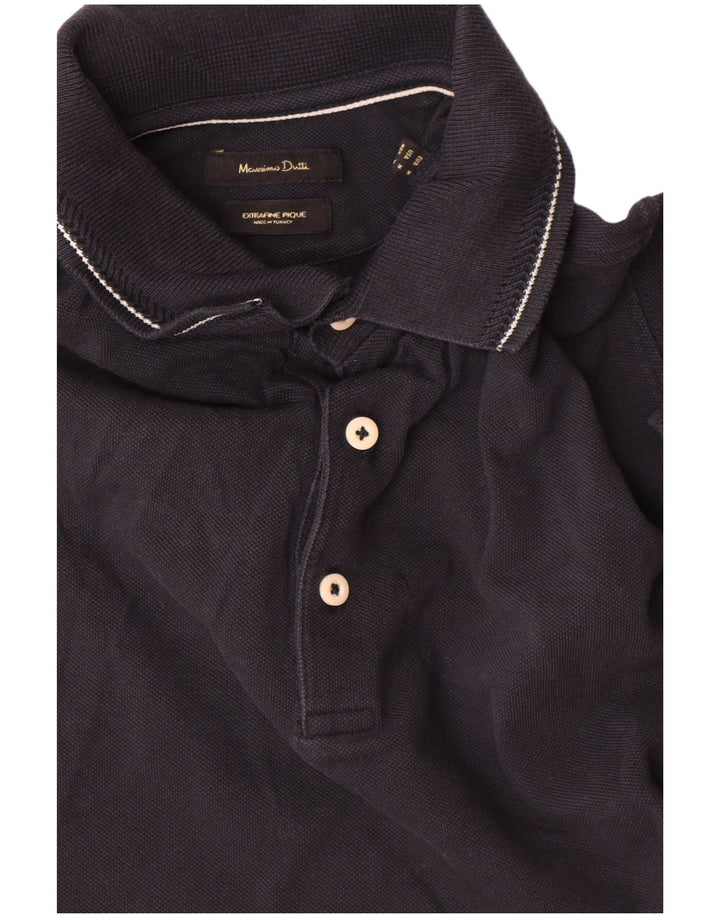 Polo da uomo Massimo Dutti in cotone blu navy medio