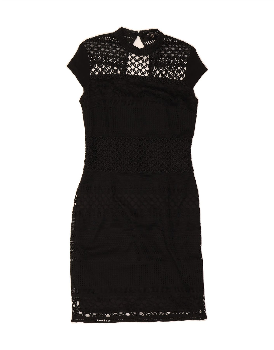 LIPSY Womens Crochet Bodycon Dress UK 14 Medium Black Polyester Vintage Lipsy and Second-Hand Lipsy from Messina Hembry 