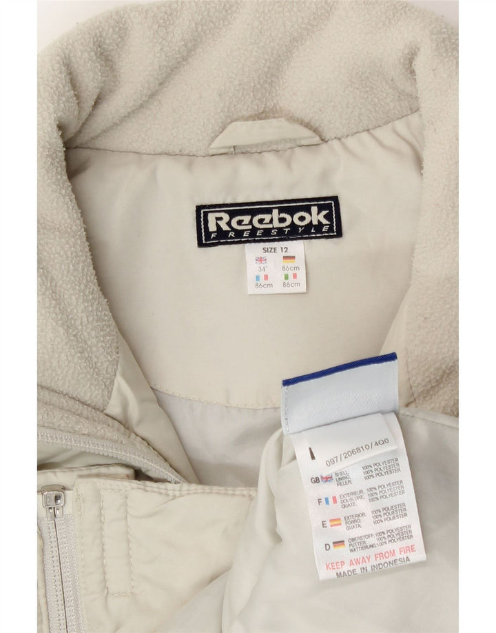 Gilet imbottito da donna Reebok UK 12 medio in poliestere bianco sporco