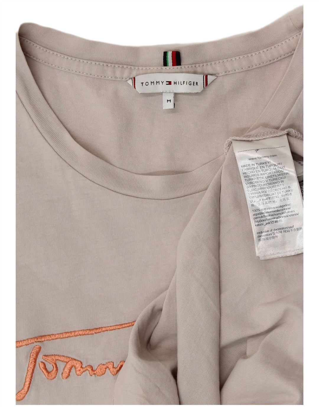 T-shirt grafica da donna Tommy Hilfiger Top UK 14 Cotone grigio medio