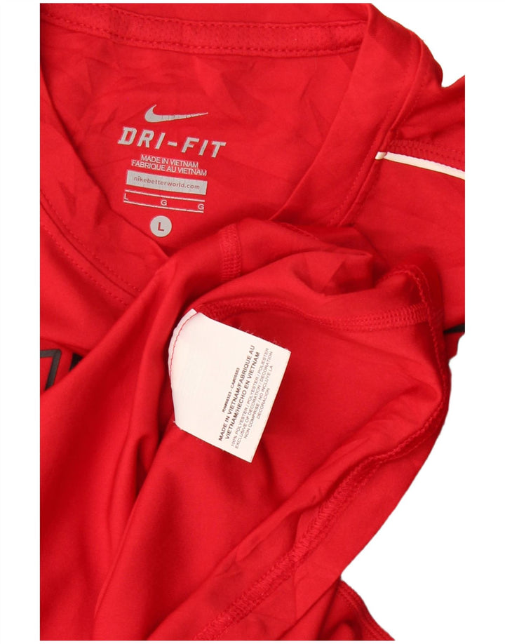 Nike Dri Fit Graphic Top da donna a maniche lunghe UK 16 Large Rosso Poliestere