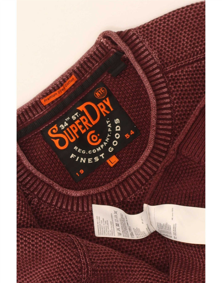Maglione maglione girocollo da uomo Superdry grande cotone marrone