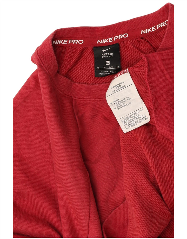 NIKE Felpa corta con grafica oversize da donna UK 6 XS Bordeaux