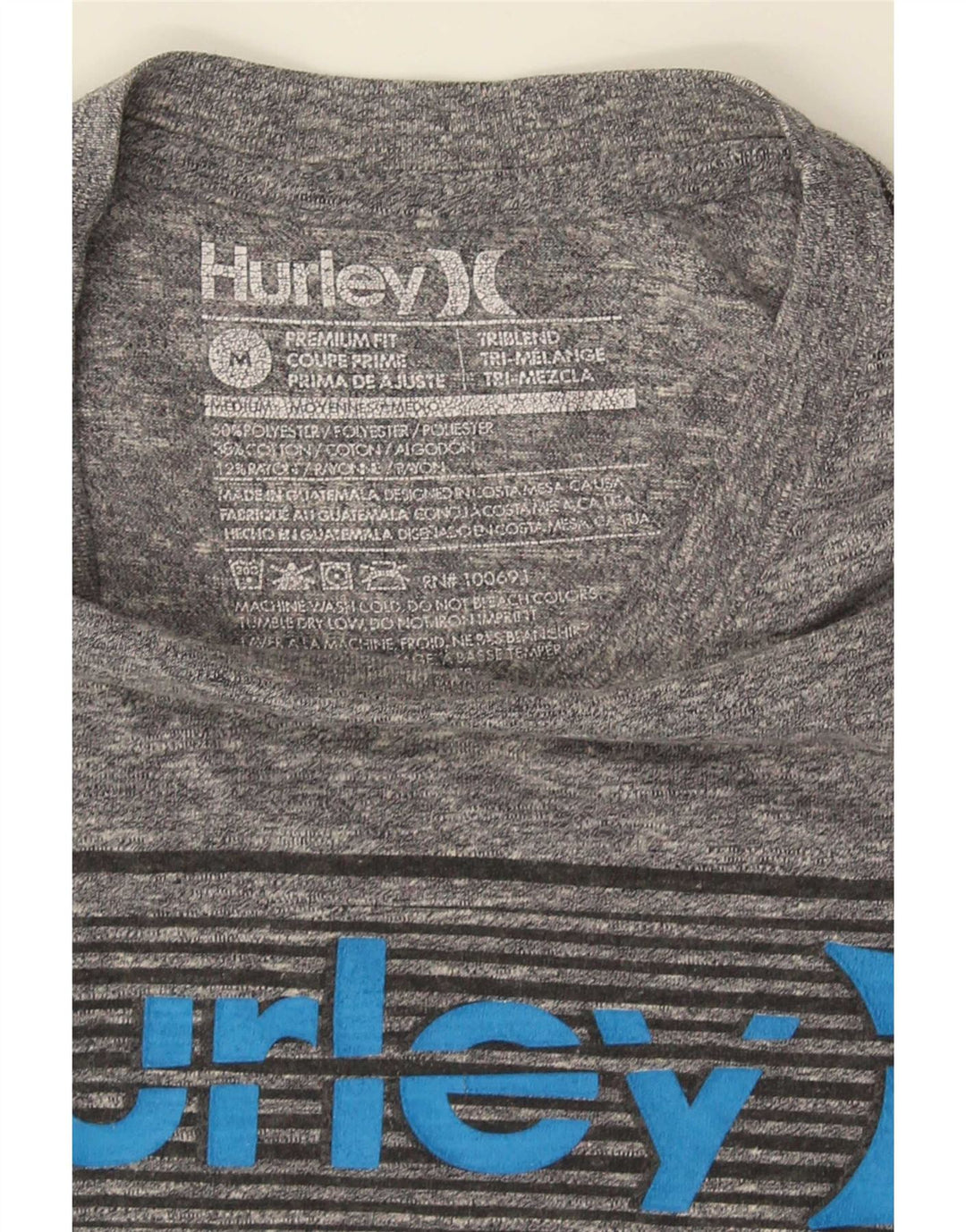 Hurley T-shirt grafica da uomo con vestibilità premium Top in poliestere mélange grigio medio