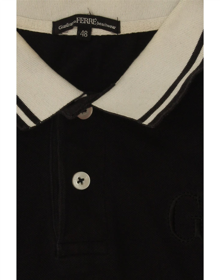 GIANFRANCO FERRE Mens Polo Shirt IT 48 Medium Black Cotton Vintage Gianfranco Ferre and Second-Hand Gianfranco Ferre from Messina Hembry 