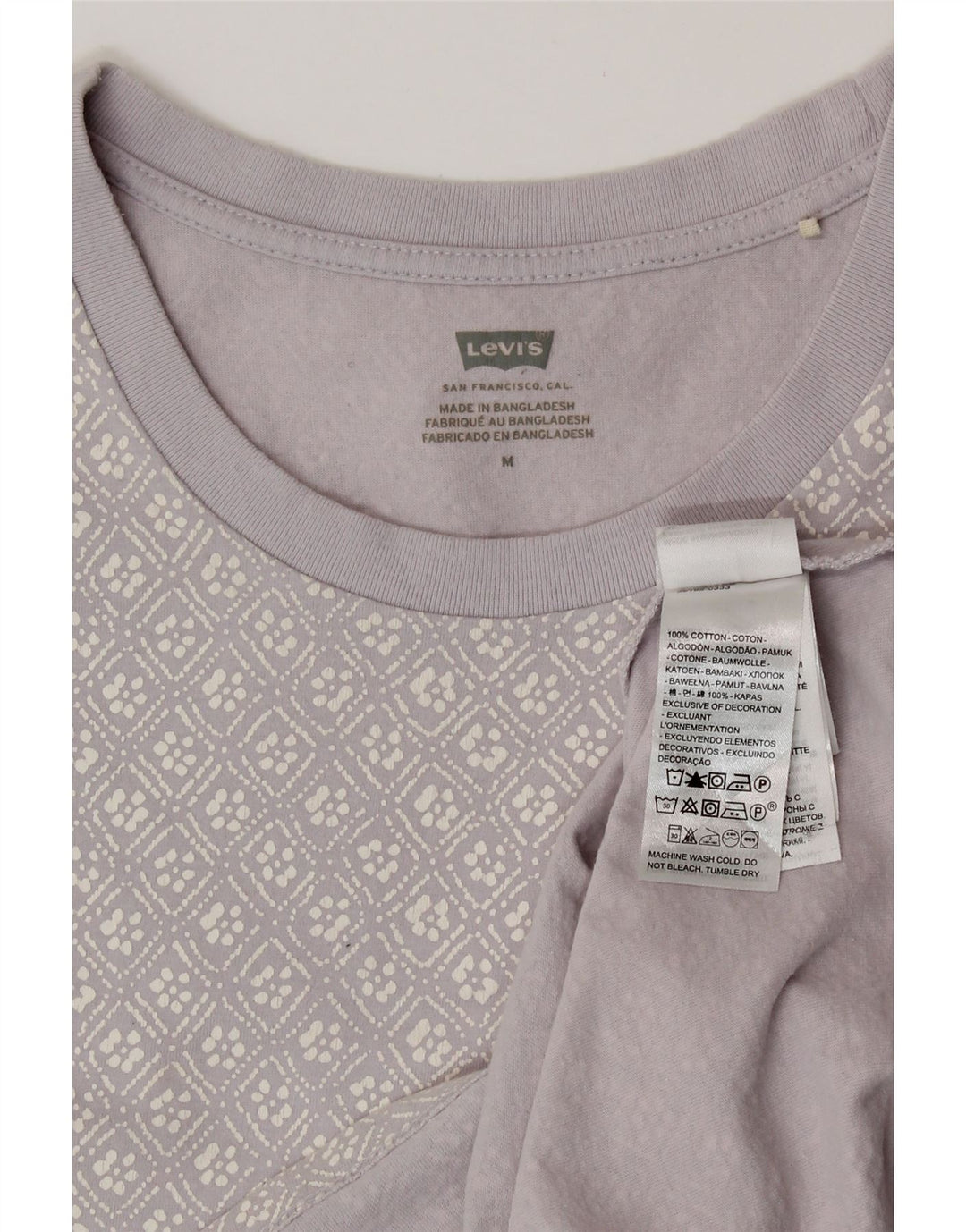 T-shirt grafica da donna Levi's Top UK 14 Cotone geometrico lilla medio