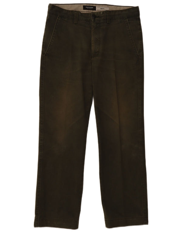 DOCKERS Pantaloni chino dritti da uomo W34 L30 cotone kaki