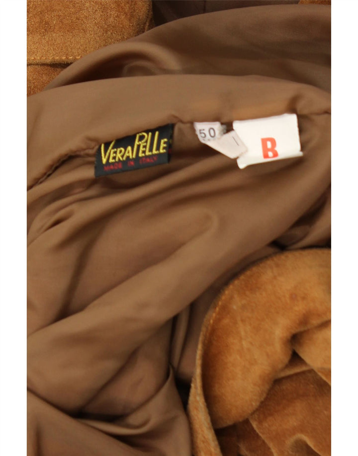 Giacca vintage in pelle scamosciata da uomo IT 50 grande in pelle beige