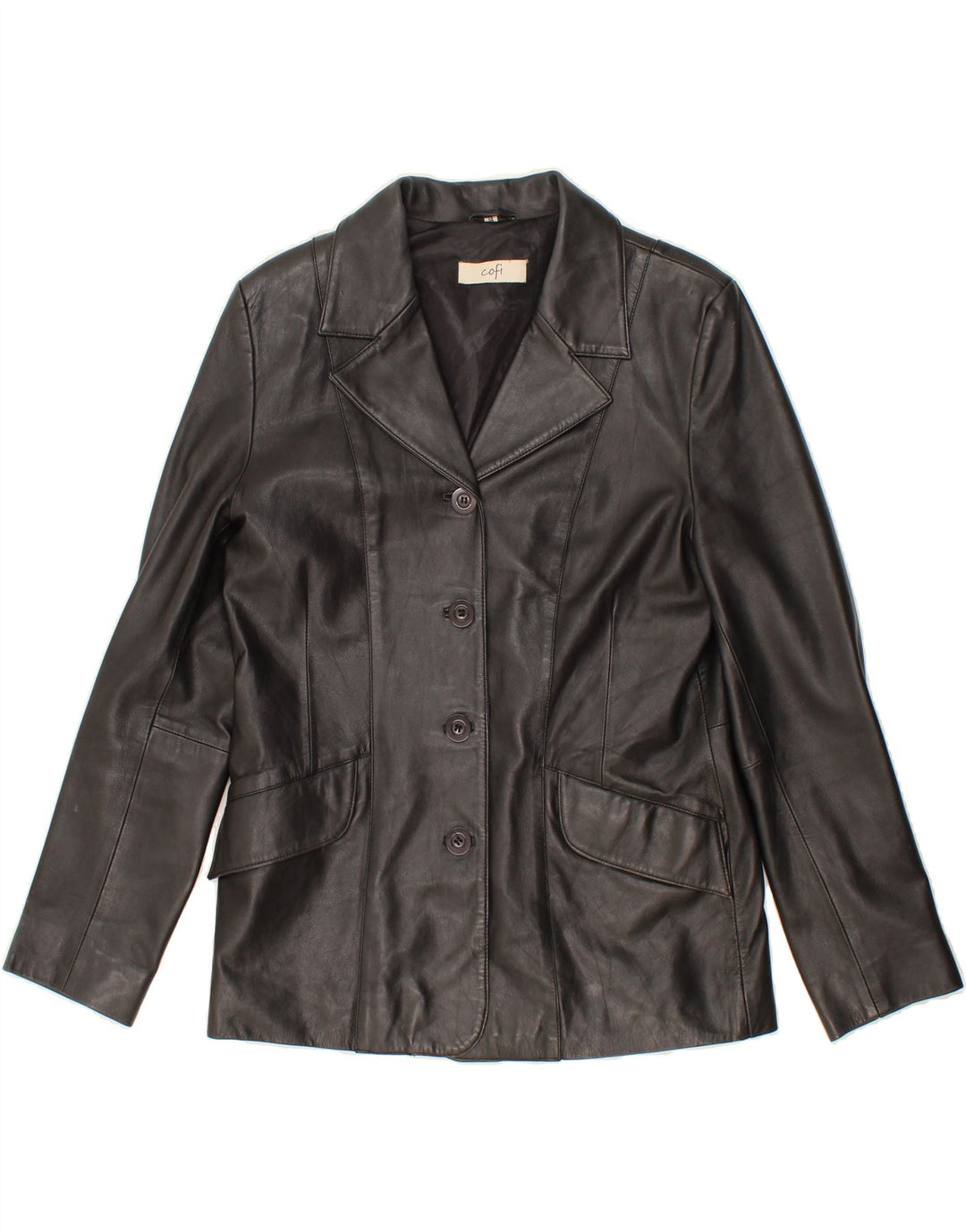 COFI Womens Leather Jacket UK 14 Large Black Leather Vintage Cofi and Second-Hand Cofi from Messina Hembry 