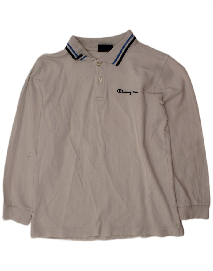 Polo a maniche lunghe da bambino CHAMPION 9-10 anni, colore bianco medio