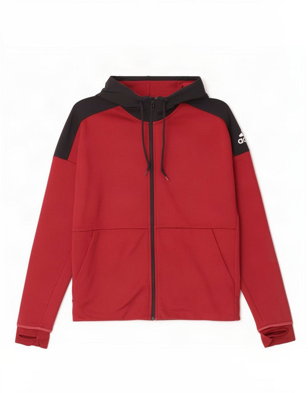 Maglione con cappuccio e zip da uomo Adidas piccolo color bordeaux