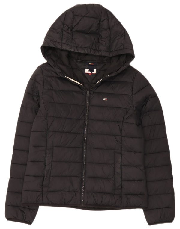 Giacca imbottita con cappuccio da donna Tommy Hilfiger UK 14 media nera in poliammide