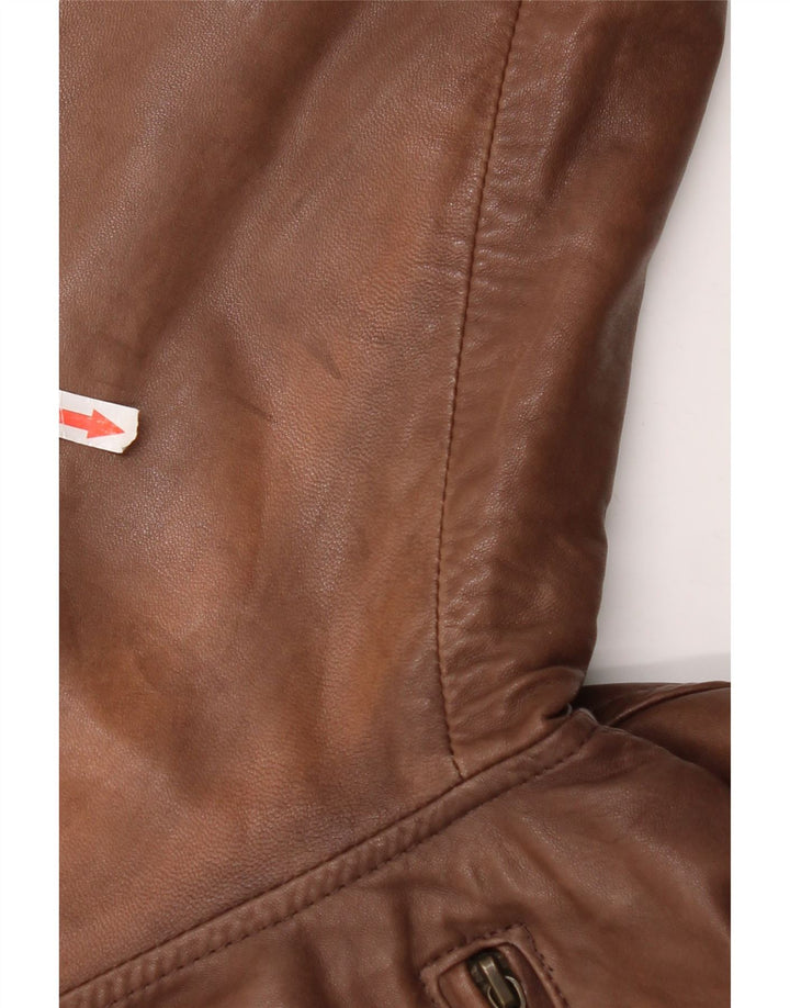 Giacca in pelle oversize da donna vintage UK 18 XL in pelle marrone