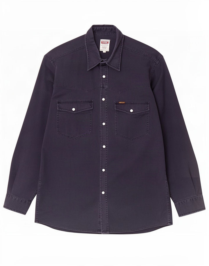 Camicia da uomo Rifle Large in cotone blu navy