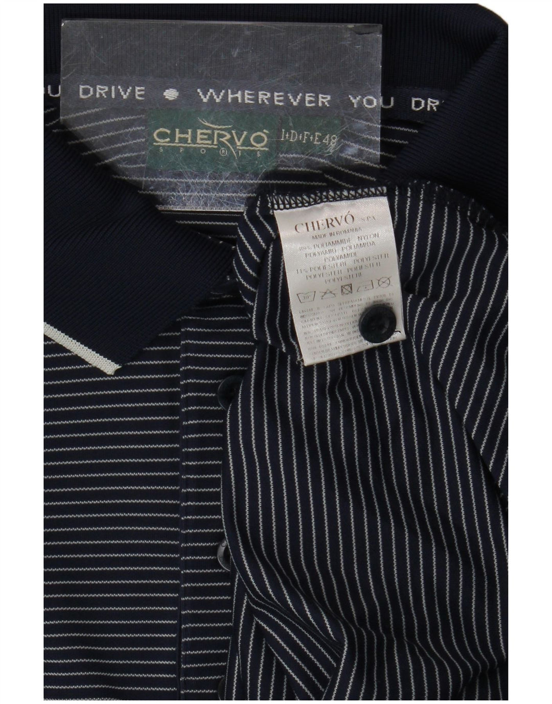 Polo Uomo Chervo IT 48 Medium Blu Navy Gessato Poliammide