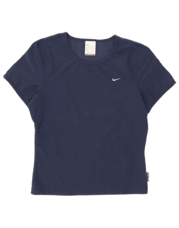 T-shirt da donna Nike Dri Fit Top UK 10/12 poliestere blu navy medio