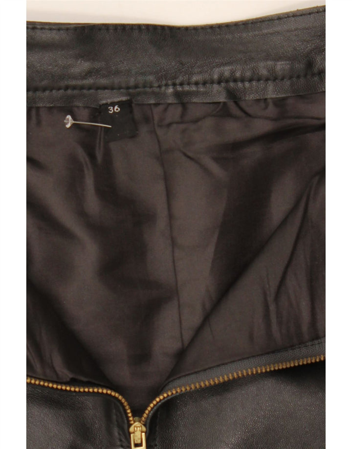 VINTAGE Womens Leather Skirt IT 36 XS W24 Black Vintage Vintage and Second-Hand Vintage from Messina Hembry 