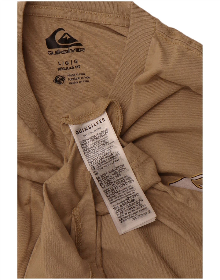 T-shirt grafica da uomo vestibilità regolare QUIKSILVER Top grande in cotone beige