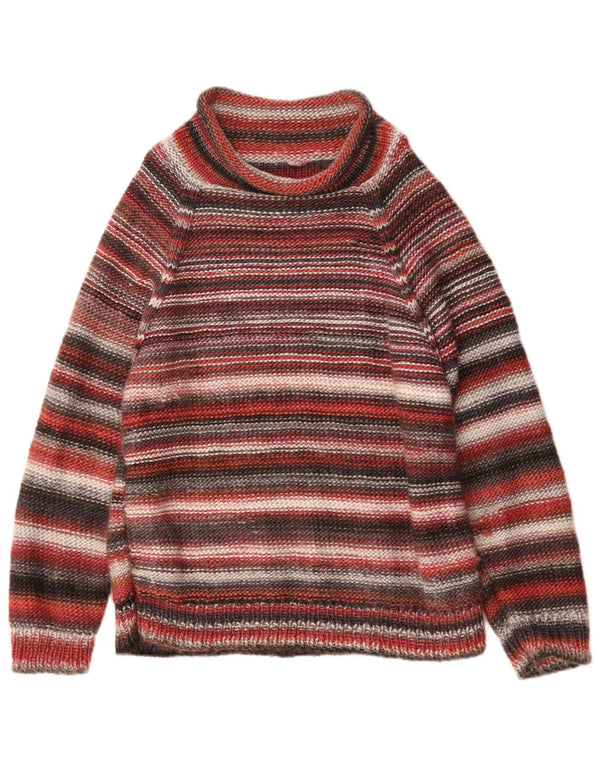 Maglione vintage da uomo con collo dolcevita a righe multicolori