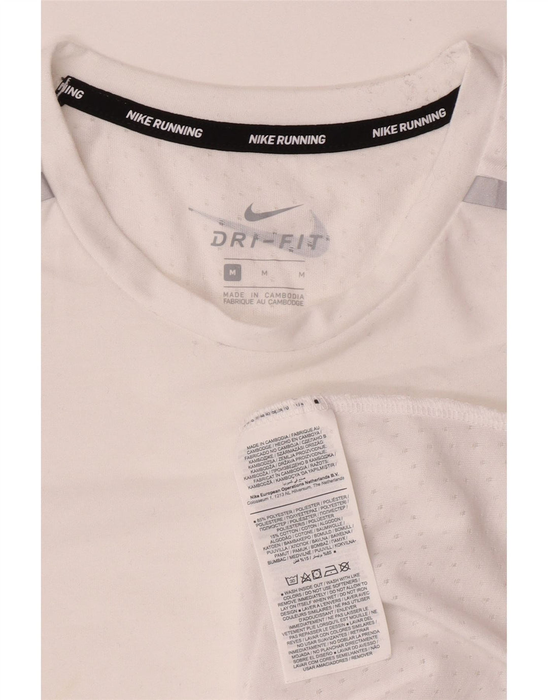 T-shirt grafica Nike Dri Fit da uomo, parte superiore in poliestere bianco medio