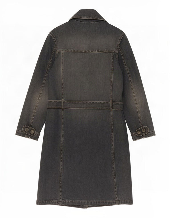 Cappotto in denim doppio petto Heritage da donna Rifle UK 18 XL Grigio
